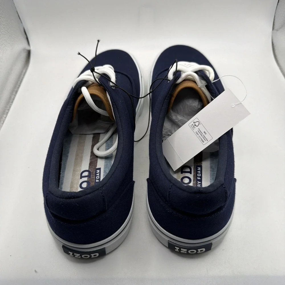 Izod Men's Rangley Lace Up Navy Blue Canvas Shoes Size 10. New